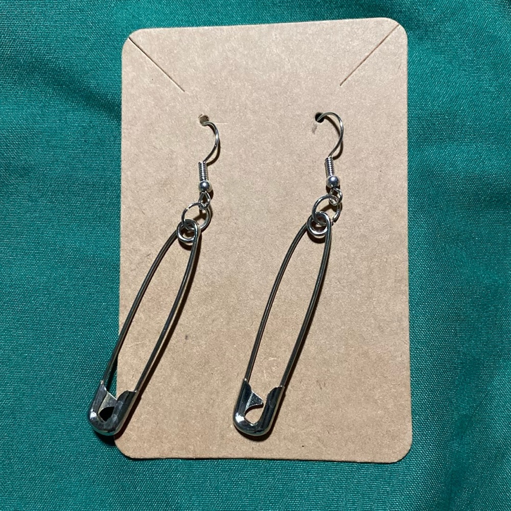 Silver Safety Pin Earrings